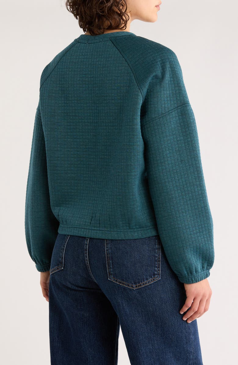 Marine Layer Corbet Quilted Crewneck Sweatshirt, Alternate, color, Dark Teal Heather