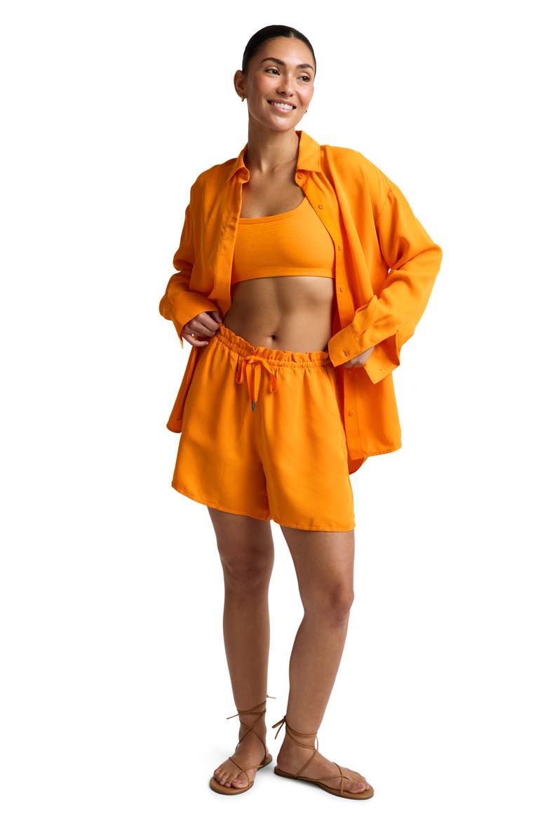 Sunkissed Cupro Button Down Shirt, Alternate, color, BRIGHT CITRUS