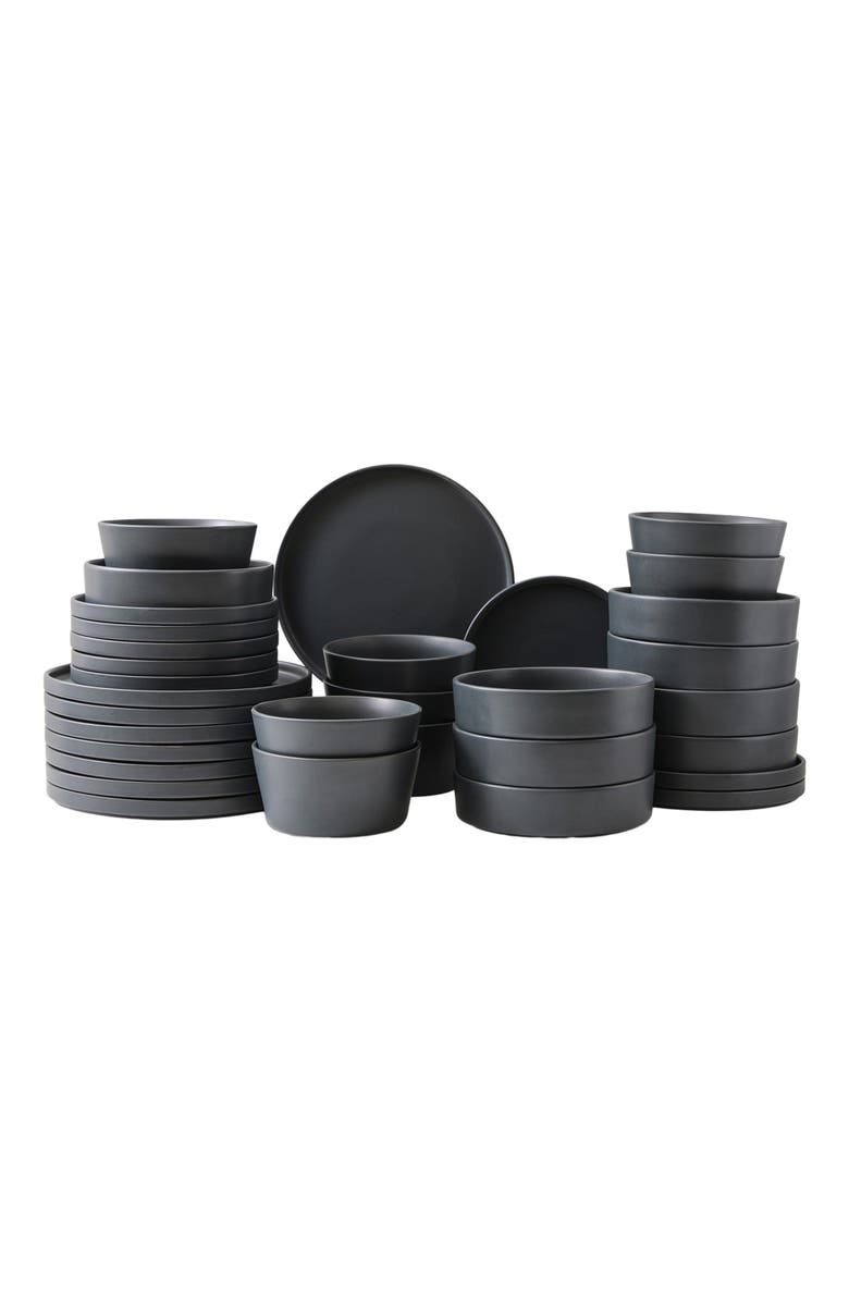 Stone Lain Celina Stoneware 16-Piece Dinnerware Set with Pasta Bowls, Alternate, color, Black
