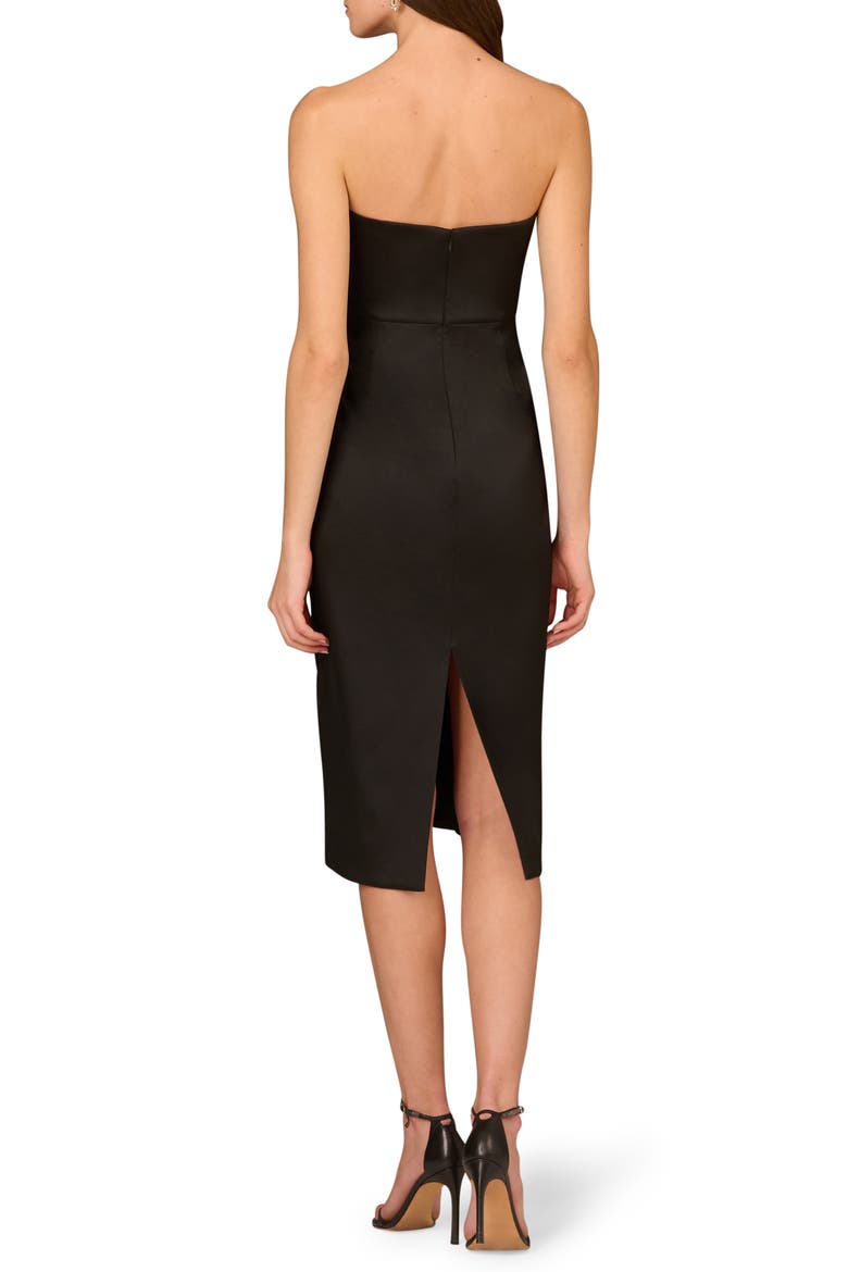 Strapless Stretch Mikado Cocktail Midi Dress, Alternate, color, BLACK