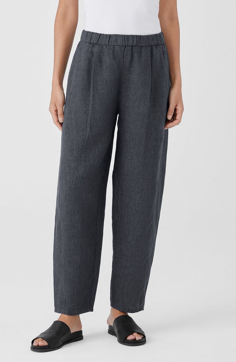 Eileen Fisher Pleated Linen Ankle Lantern Pants, Main, color,
