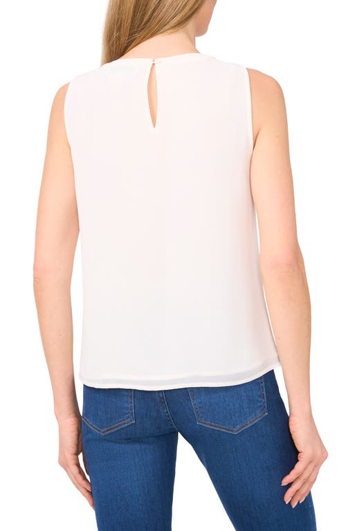 Cece Scalloped Pintuck Pleat Sleeveless Crepe Top In New Ivory
