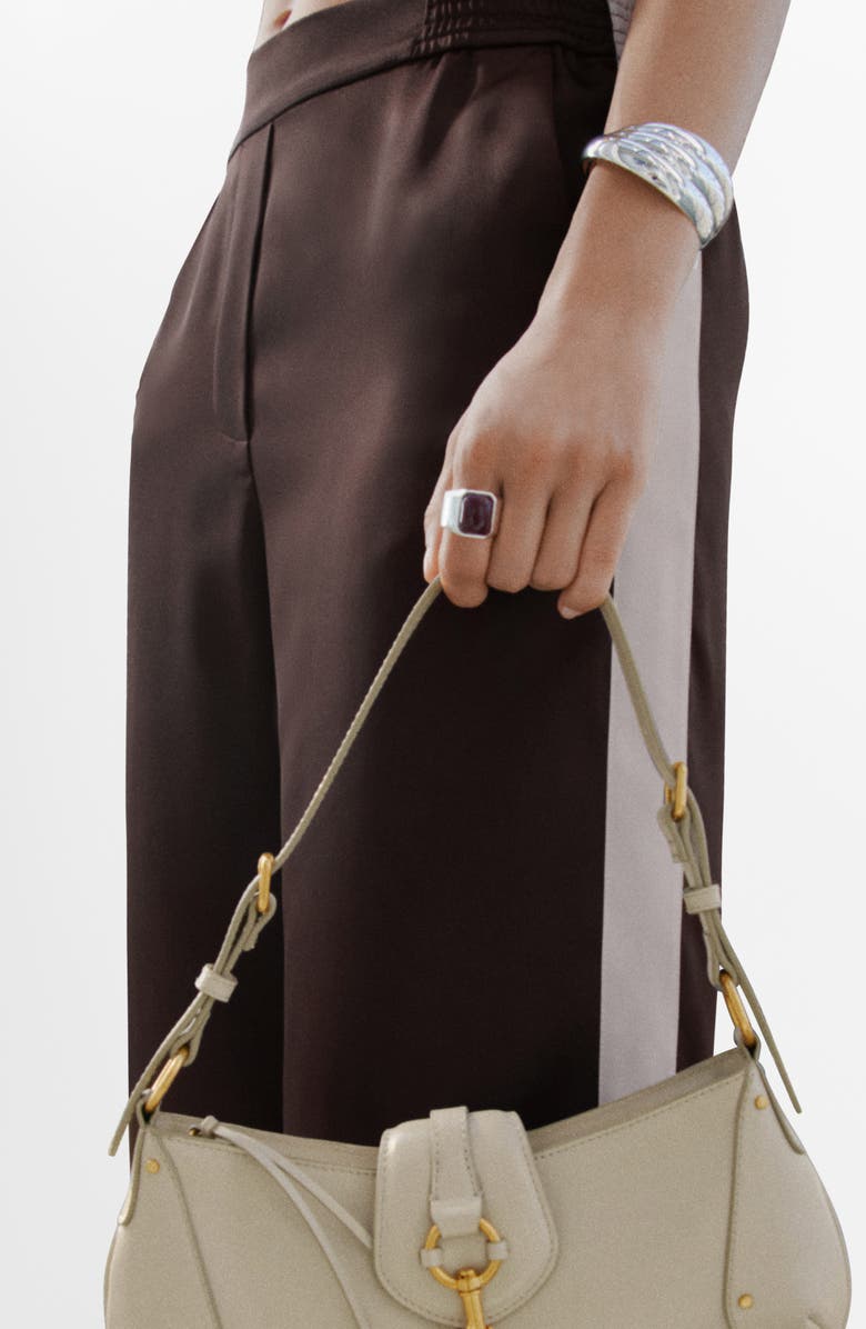 MANGO Side Stripe Straight Leg Pants, Alternate, color, Plum