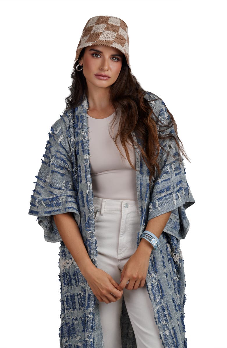 SAACHI Frayed Denim Duster, Alternate, color, Denim