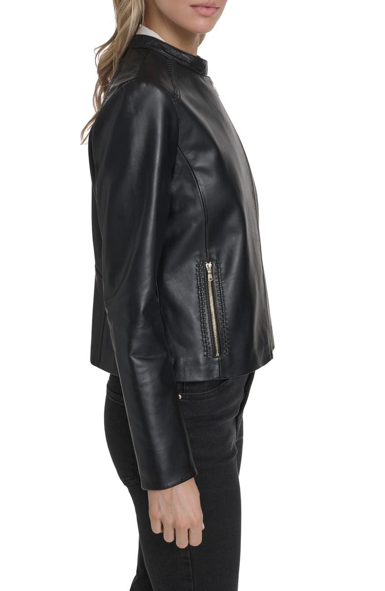 Cole Haan Signature Band Collar Racer Jacket, Alternate, color, Black