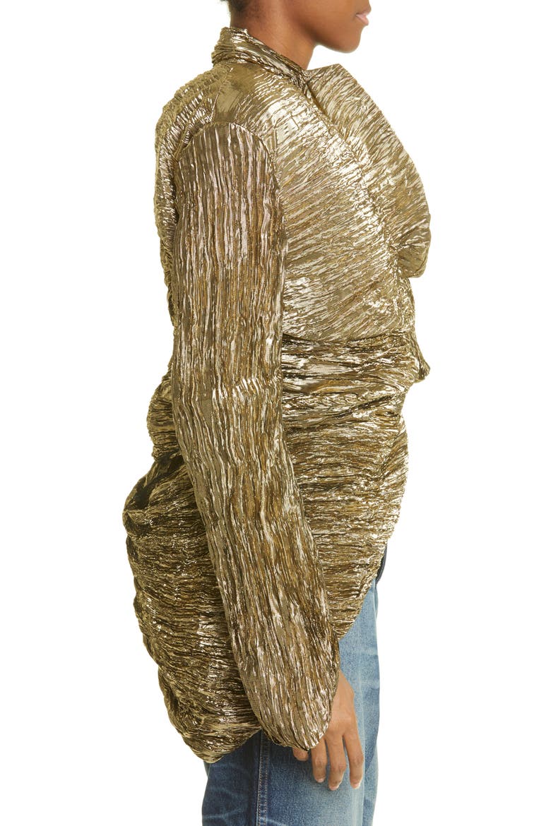 Crinkled Metallic Taffeta Jacket, Alternate, color, GOLD/ BLACK
