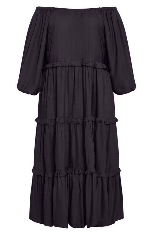 City Chic Ophelia Ruffle Tiered Dress In Blue