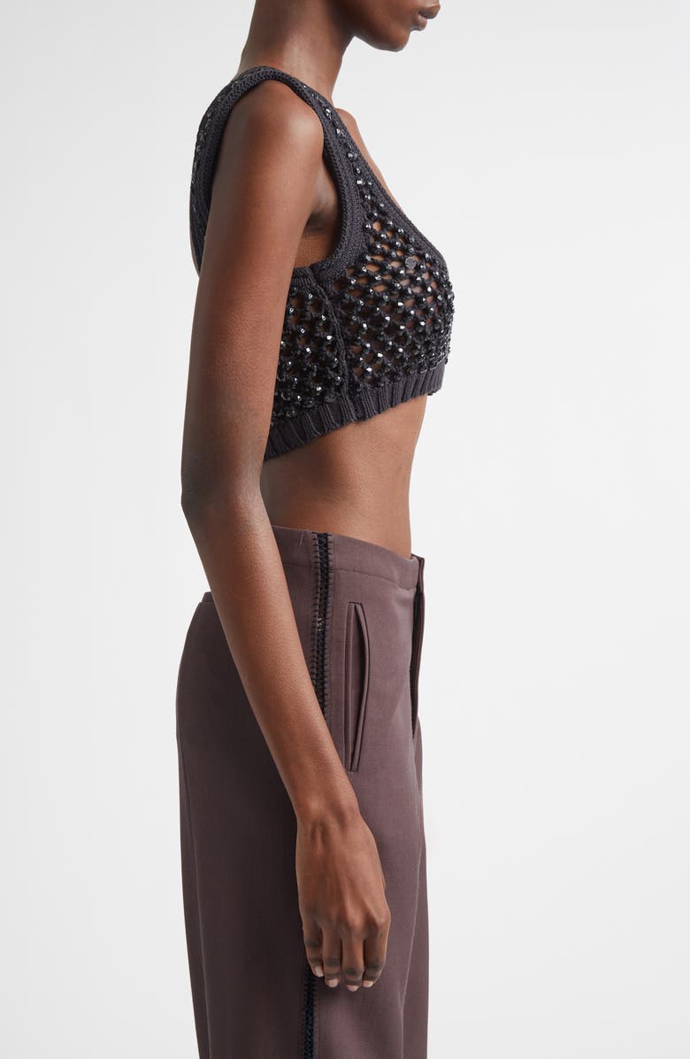 Diotima Lady Beaded Mesh Stitch Bralette, Alternate, color, Black