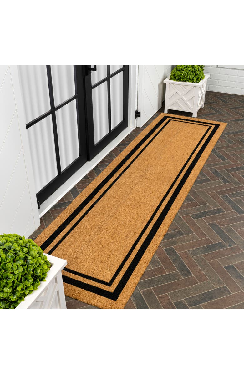 JONATHAN Y Peater Classic Casual Commerical Natural Coir Mat Indoor/Outdoor, Alternate, color, Natural Black Border
