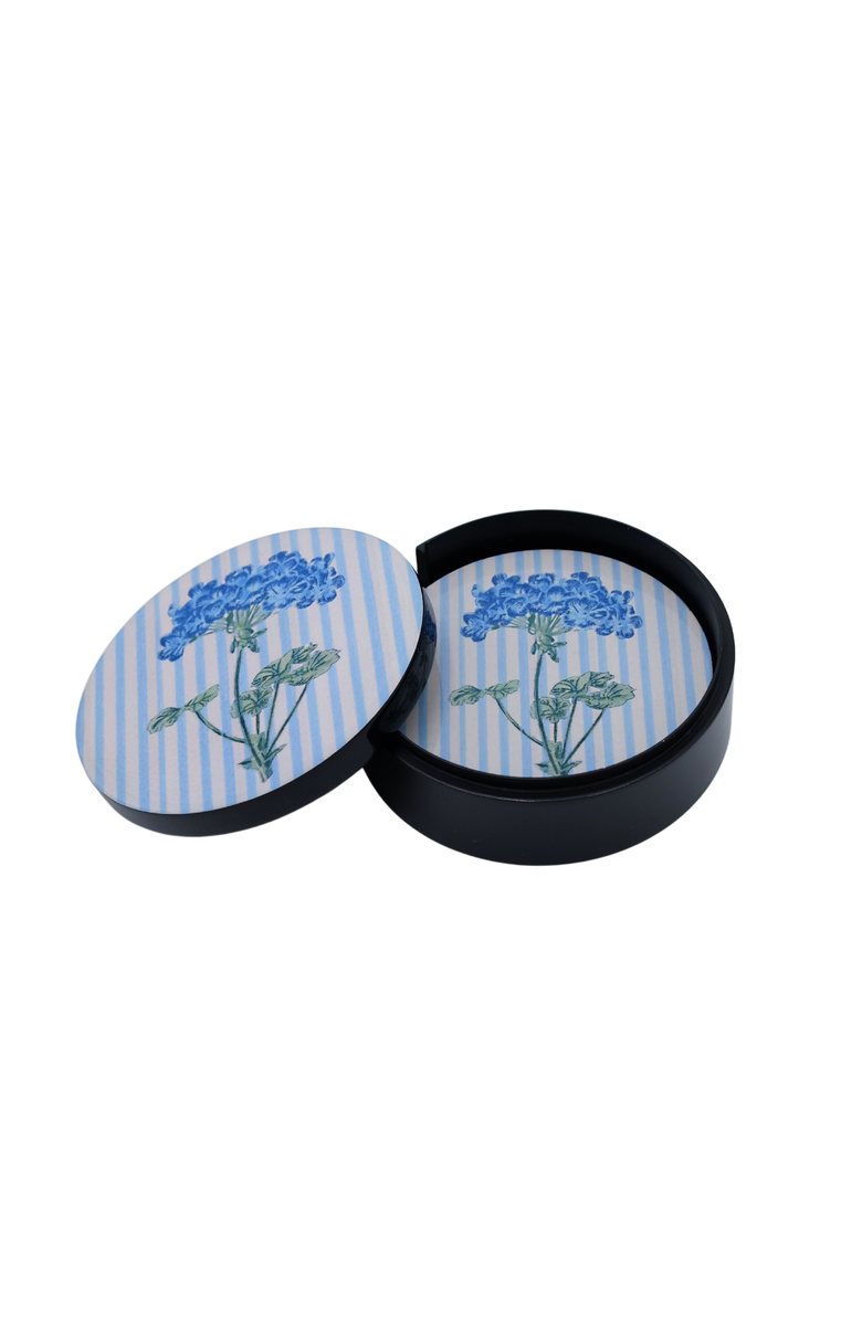 Inner Child Hydrangea Lacquerware Coasters - Set of 4, Alternate, color, Blue