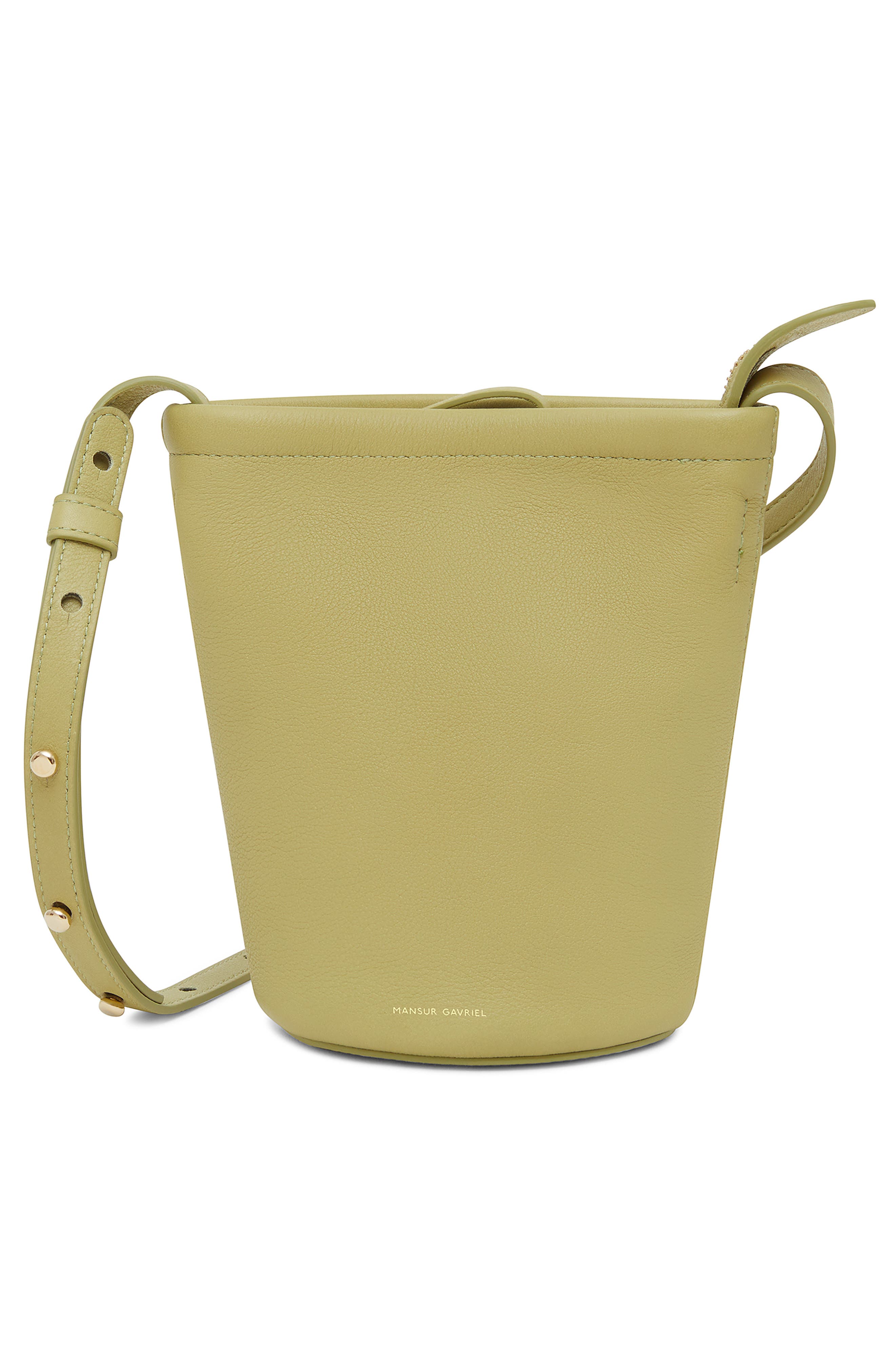 Mini Leather Zip Bucket Bag, Alternate, color, LIME