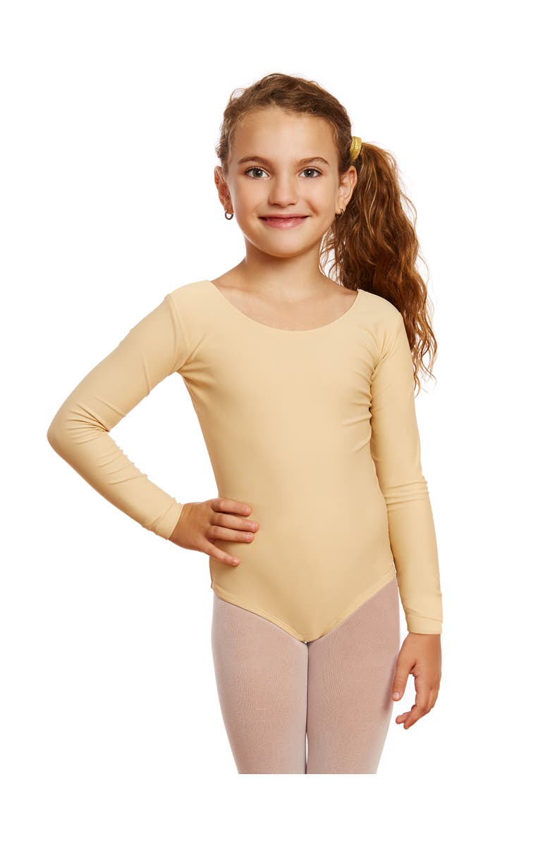 Leveret Girls Long Sleeve Leotard, Main, color, Beige