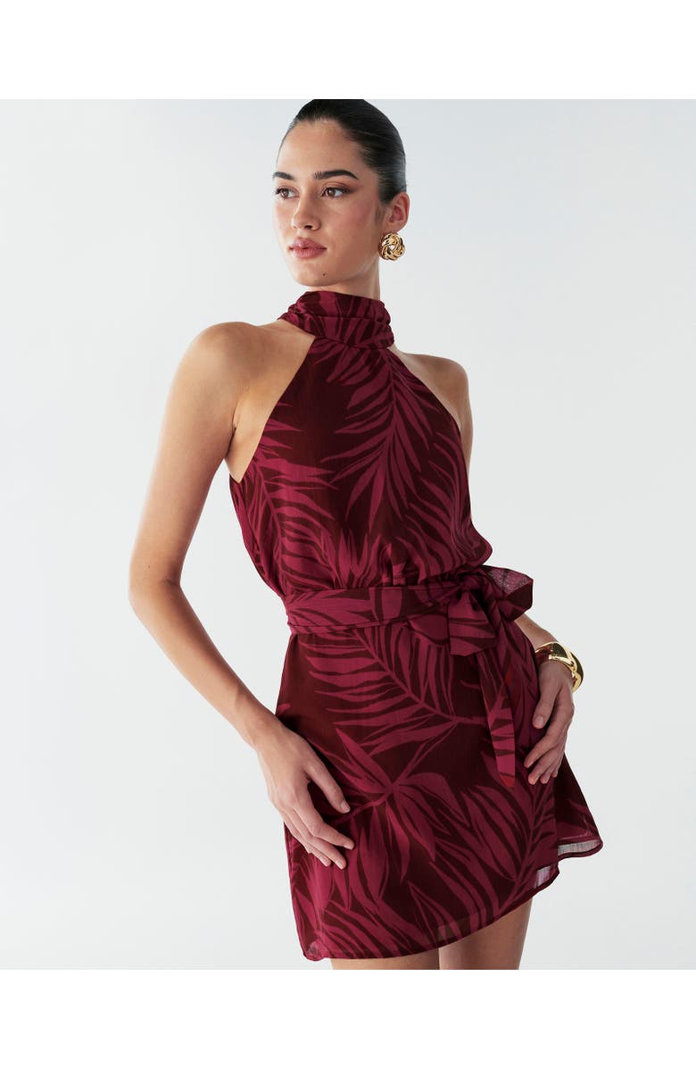 BWLDR Leisha Dress, Alternate, color, Burgundy Palms