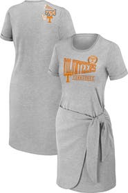 WEAR by Erin Andrews Women's WEAR by Erin Andrews Heather Gray Tennessee Volunteers Knotted T-Shirt Dress