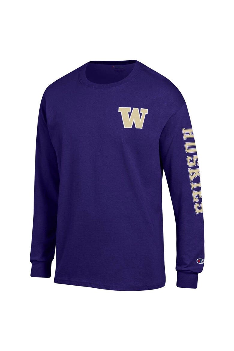 Men's Champion Purple Washington Huskies Team Stack Long Sleeve T-Shirt, Alternate, color, Purple