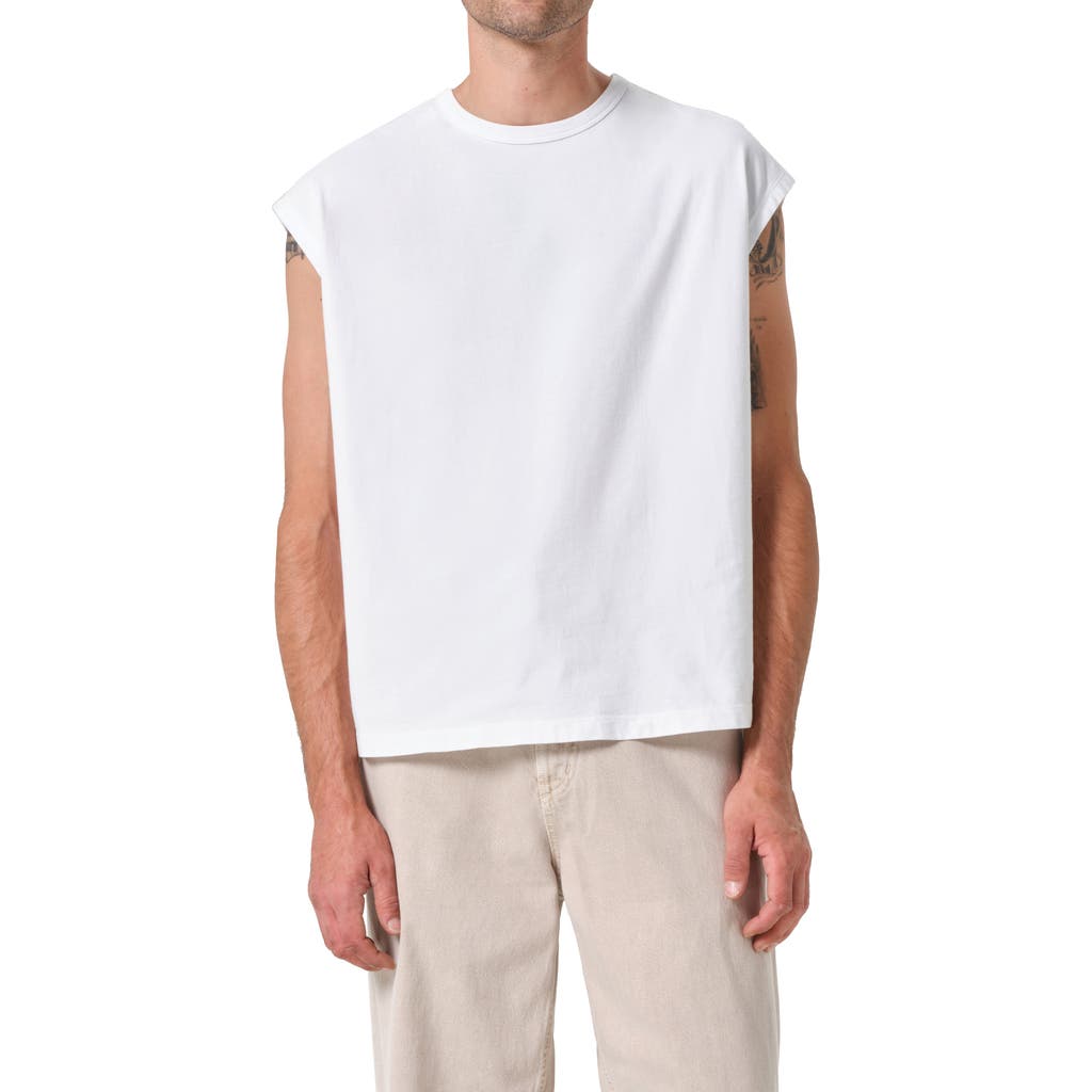 Agolde Mens Leonard Crewneck Cotton-t-shirt White Xl In White