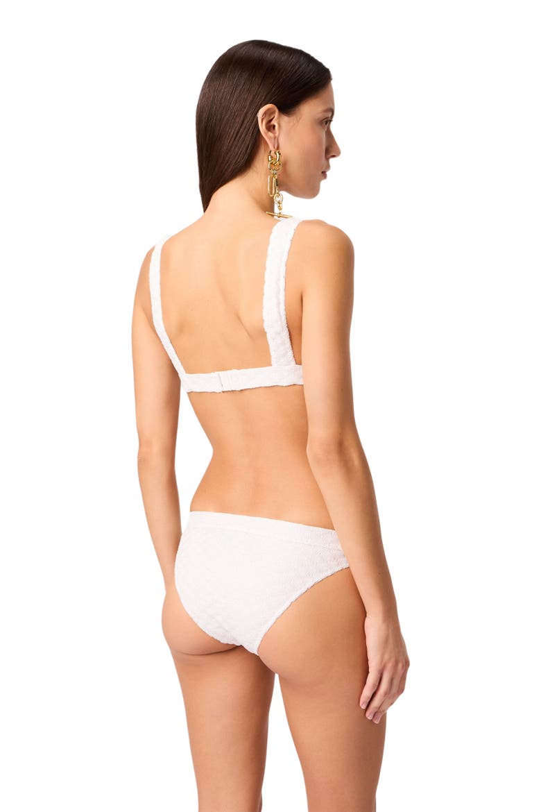 Bralette Bikini In Lamé Viscose With Raschel Workmanship, Alternate, color, White