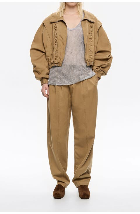 Oversize Washed Gathered Jacket