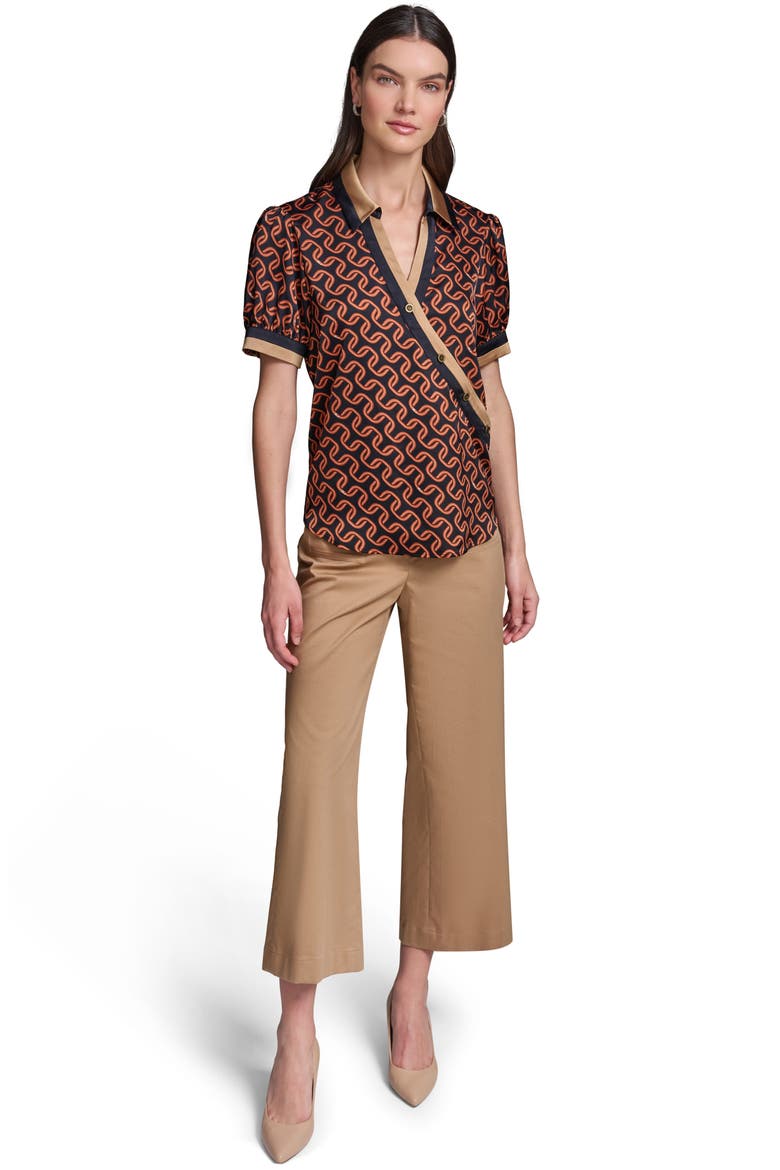 Print Crossover Button Top, Alternate, color, MIDNIGHT NAVY/ SIENNA