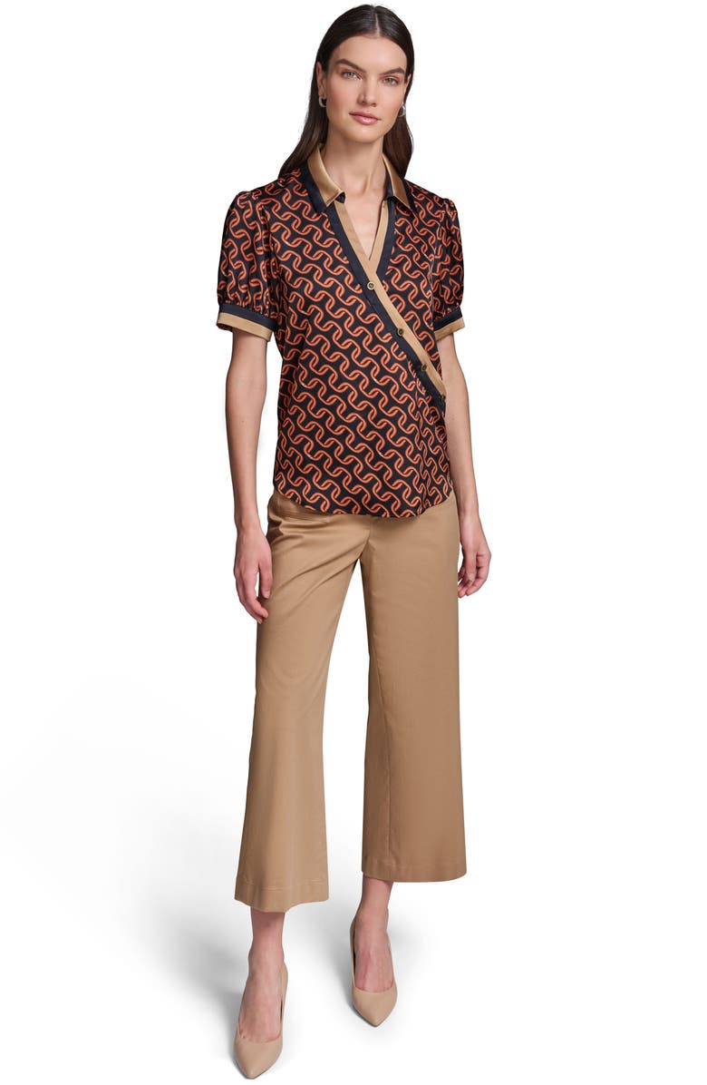 KARL LAGERFELD PARIS Print Crossover Button Top, Alternate, color,