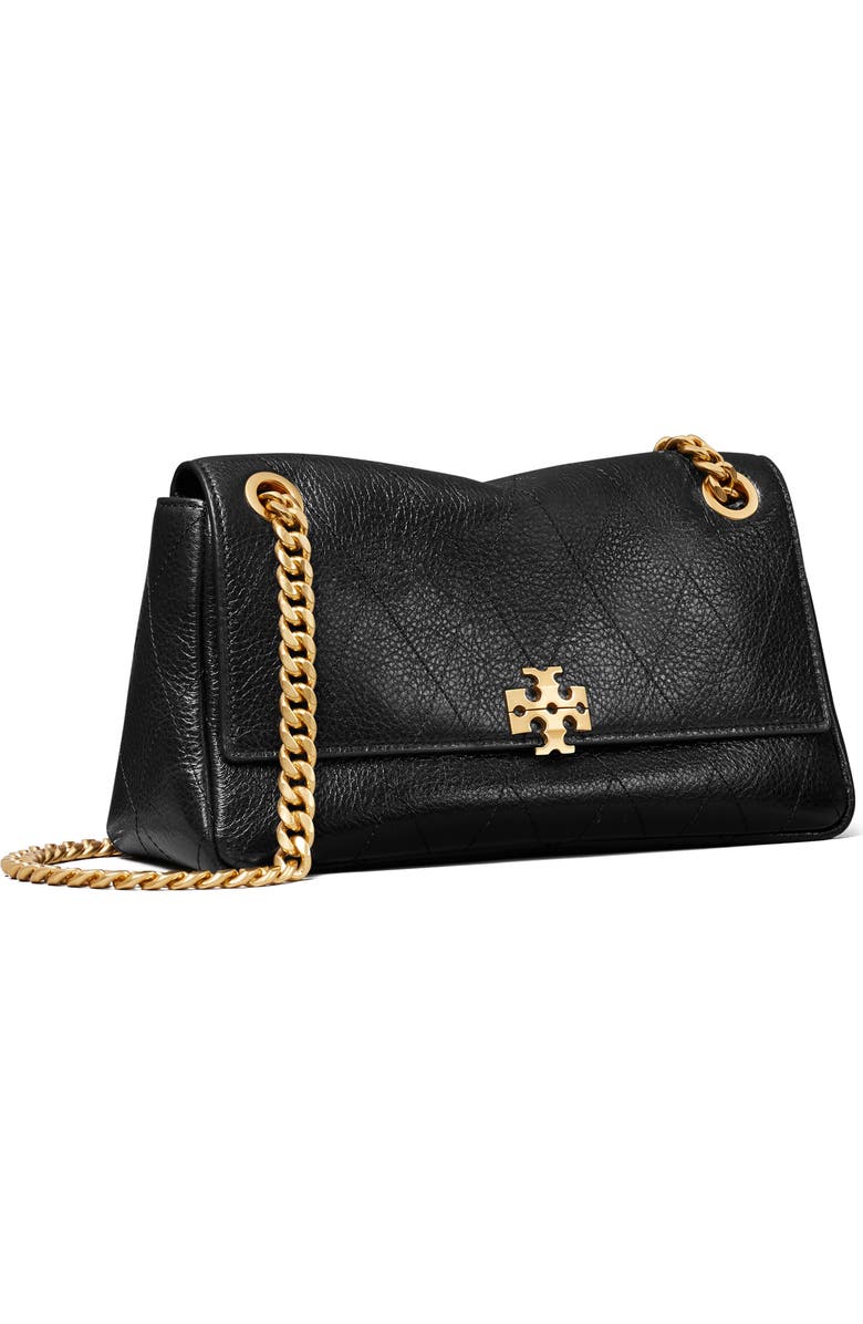 Tory Burch Small Charlie Leather Shoulder Bag, Alternate, color, Black