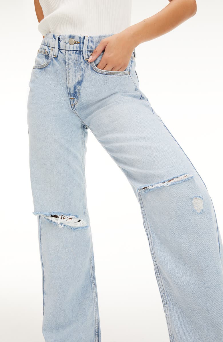 Good American Good '90s Ripped Straight Leg Jeans, Alternate, color,
