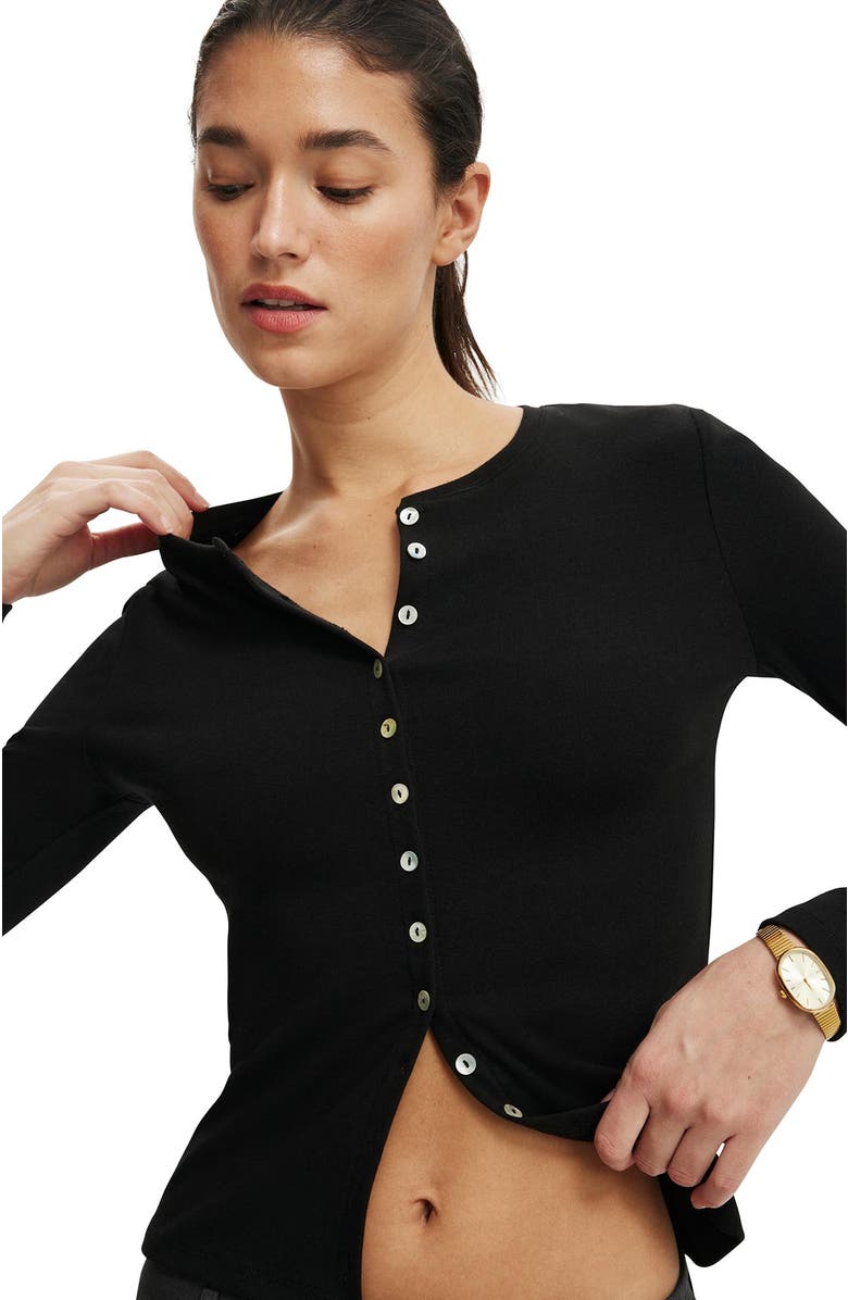 Cotton On Women's Bailey Button Detail Cardi, Alternate, color, Black