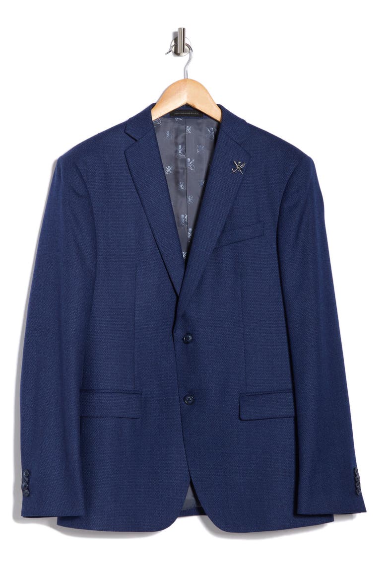 Heathered Knit Two Button Sport Coat, Alternate, color, BLUE