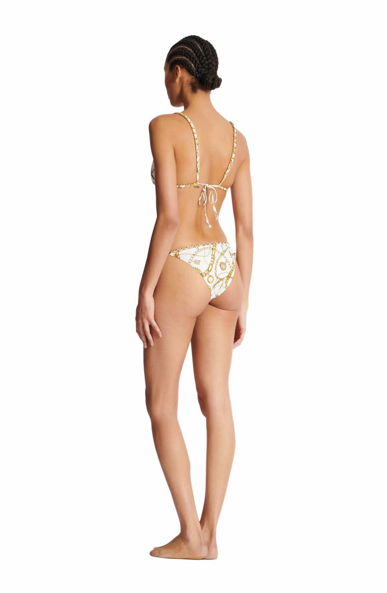 Balmain Chaînes Pattern Printed Two-Piece Swimsuit, Alternate, color, Gold