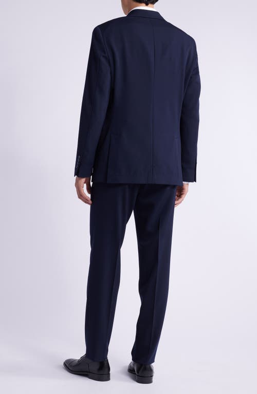 Vince Classic Solid Navy Stretch Wool Suit In Blue