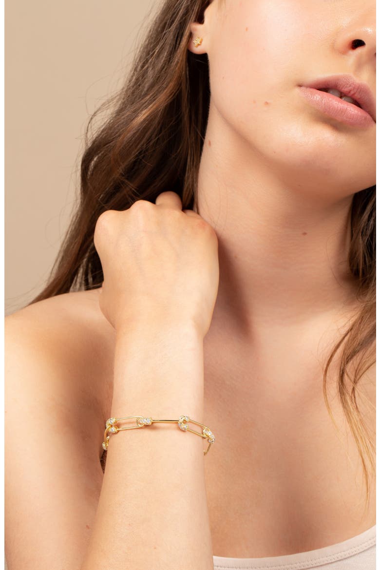 Safety First Link Bracelet, Alternate, color, GOLD