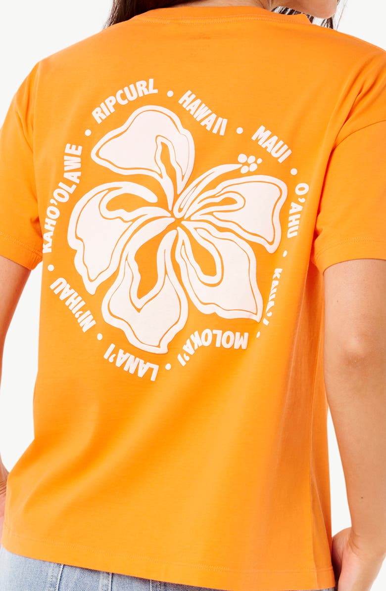 Rip Curl Hibiscus Relaxed Graphic T-Shirt, Alternate, color, Light Orange Haw