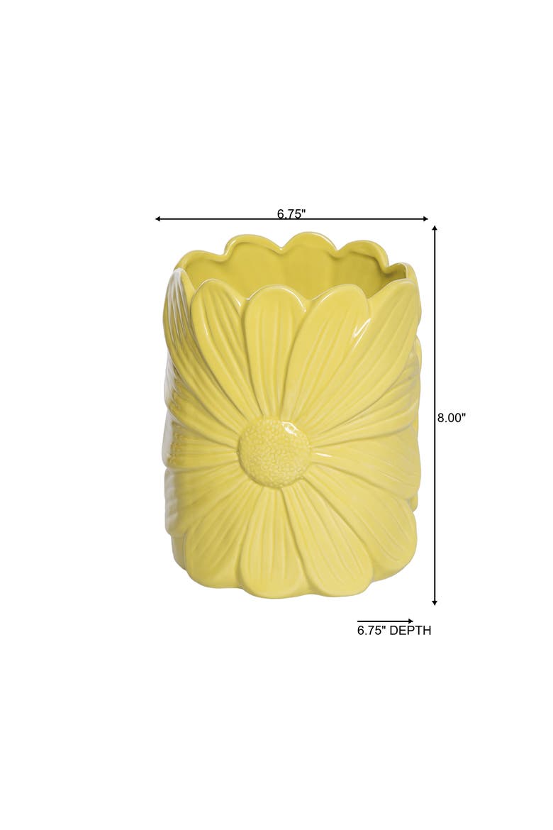 Dolomite Daisy Planter Yellow for Spring Garden Decor, Alternate, color, Yellow