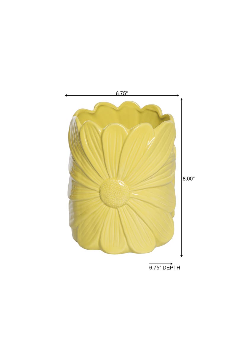 Transpac Dolomite Daisy Planter Yellow for Spring Garden Decor, Alternate, color, Yellow