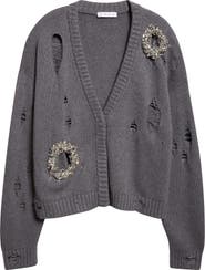 Area Distressed Crystal Cotton
Cashmere Cardigan