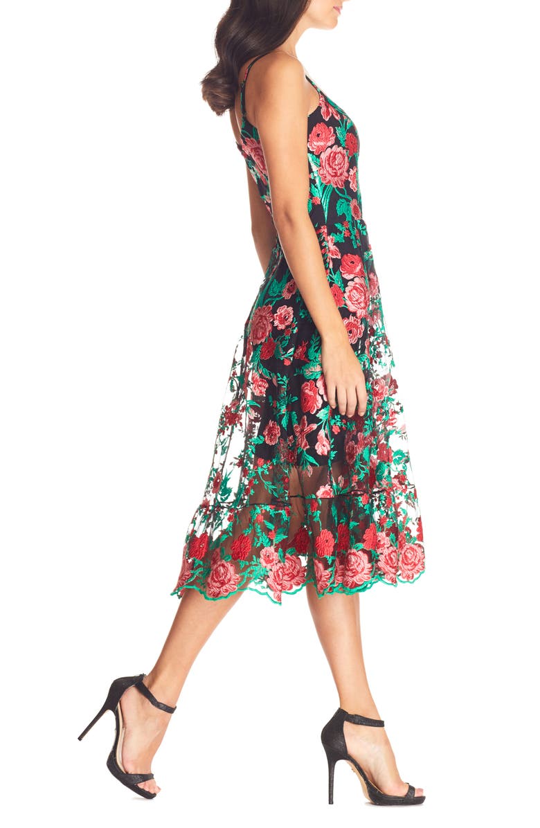 Dress the Population Uma Floral Embroidered Tulle Dress, Alternate, color, 