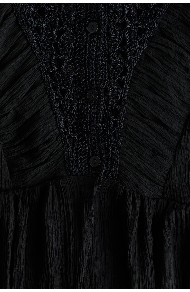 H&M Crochet-look Blouse, Alternate, color, Black