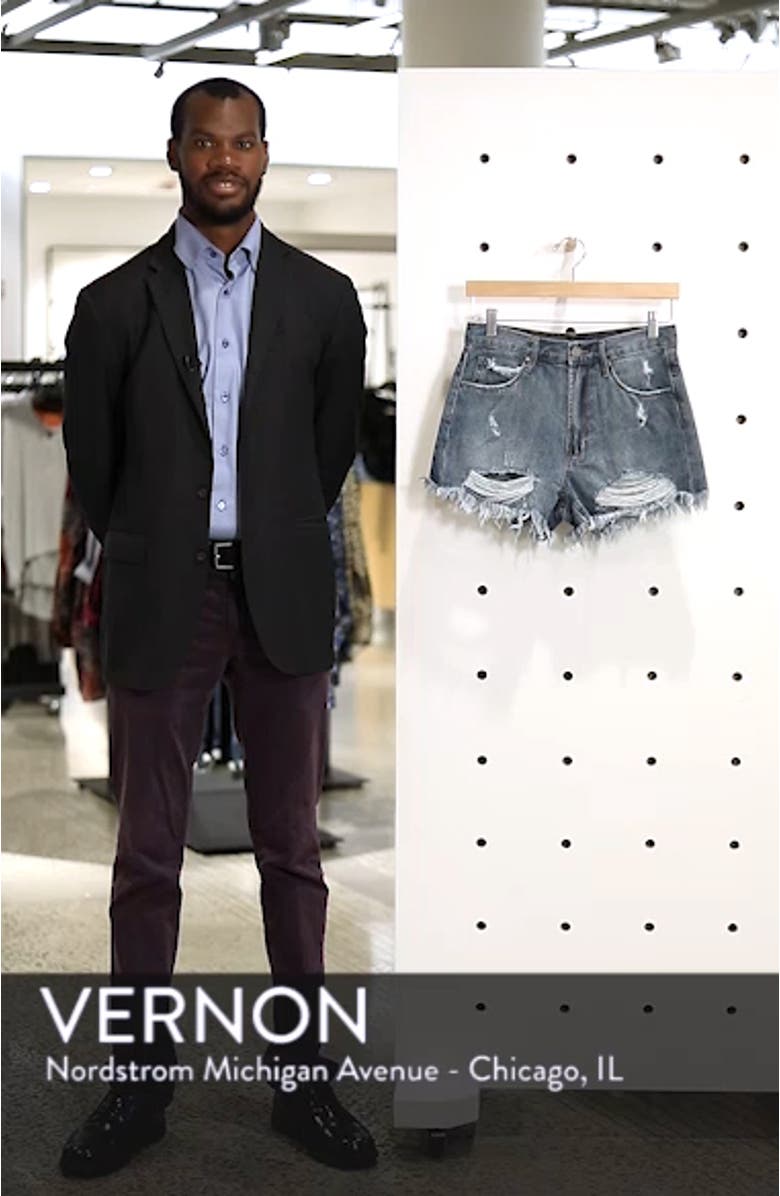 Meredith Destroyed Hem Denim Shorts, sales video thumbnail