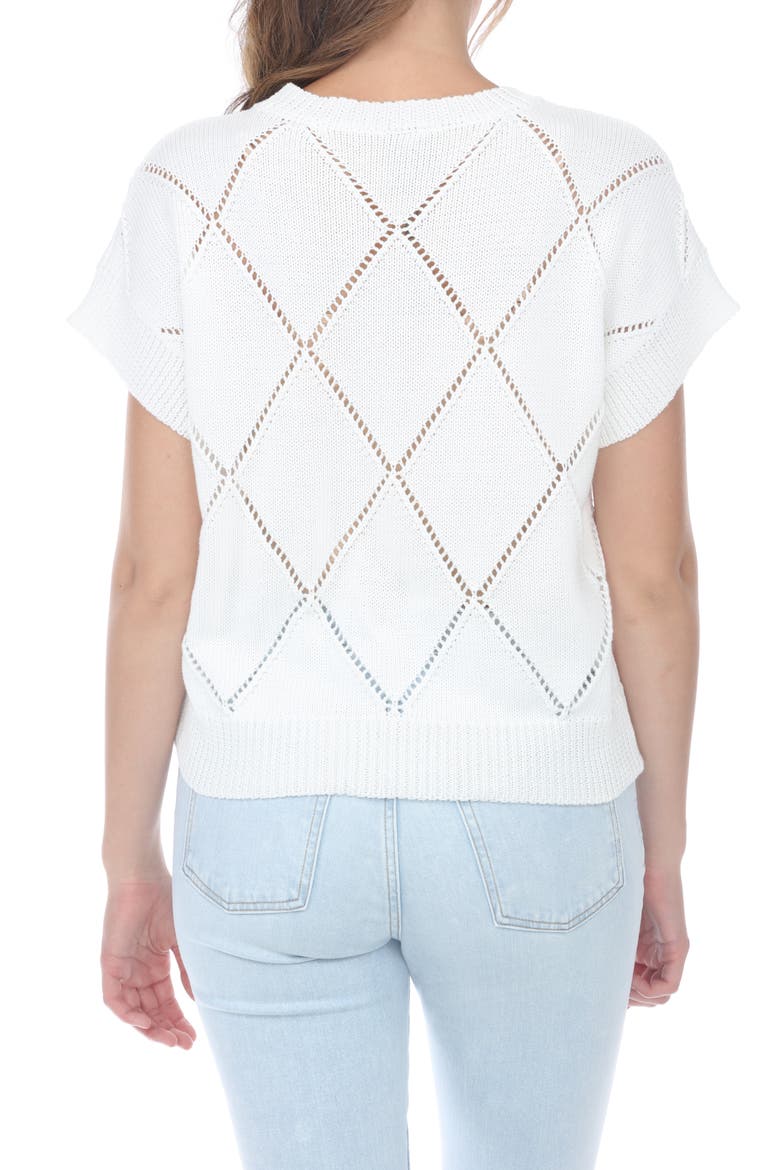 Diamond Open Knit Top, Alternate, color, WHITE