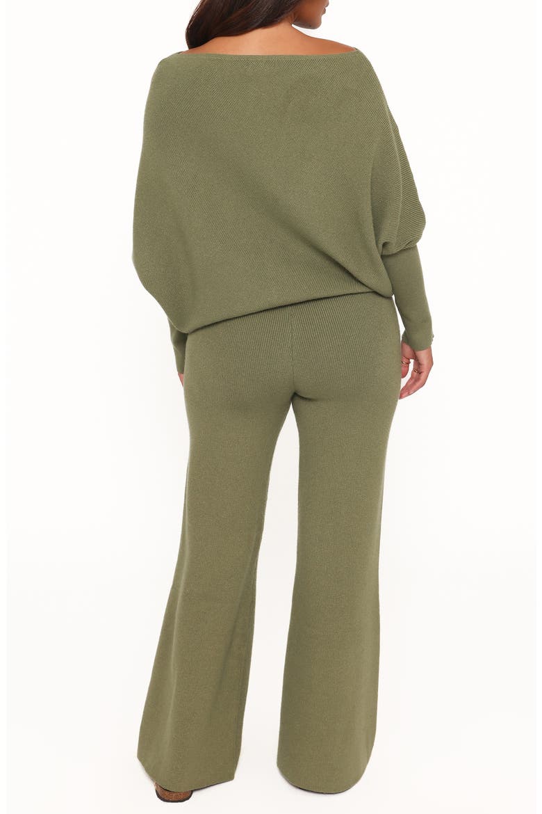 Gennie Two-Piece Knitted Pant Set, Alternate, color, AVOCADO