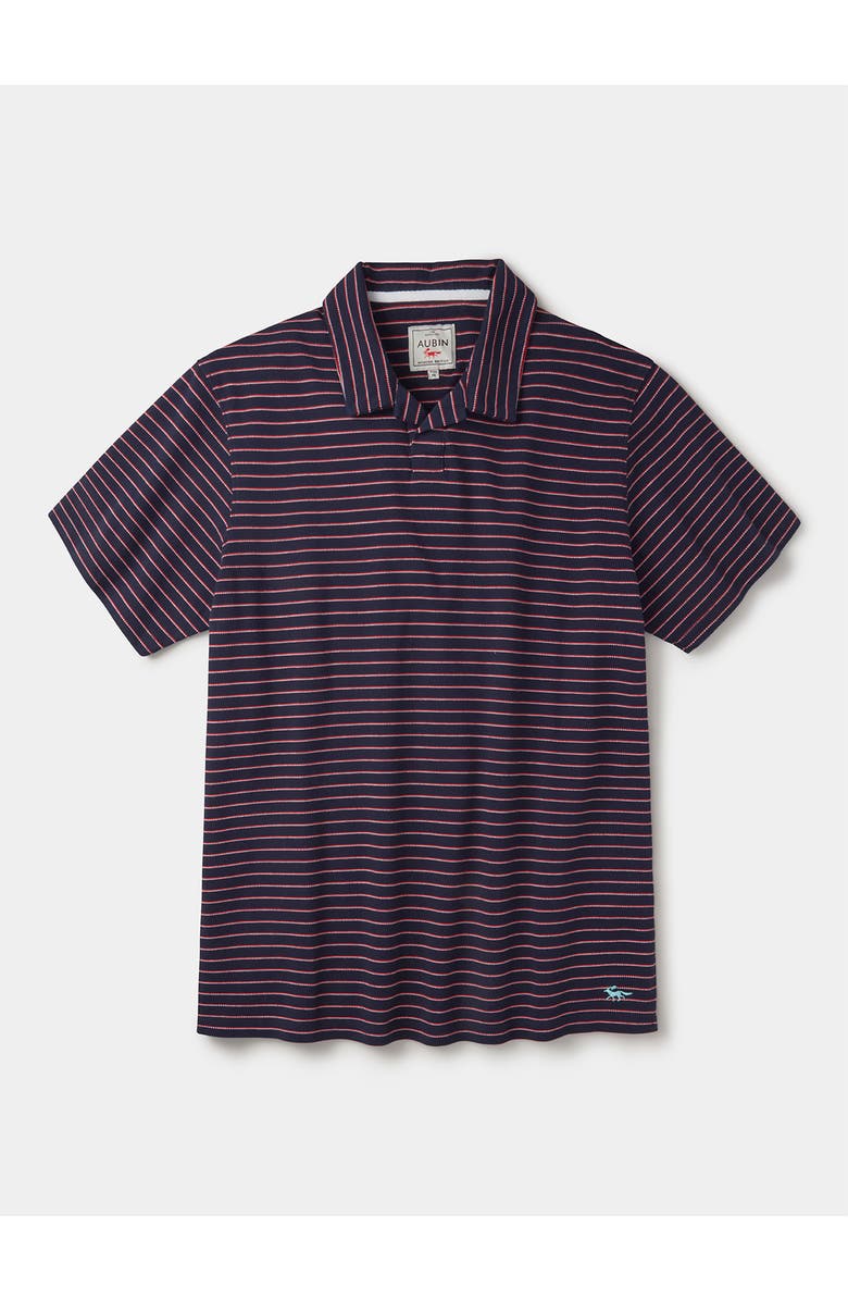 Aubin Baysdale Open Collar Polo, Alternate, color, Navy Stripe