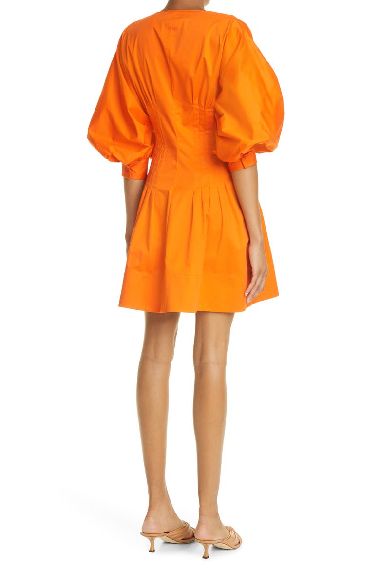 Pleated Poplin Minidress, Alternate, color, PERSIMMON