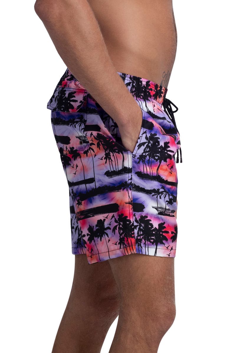 Bugatchi Tropical Sunset Swim Trunks, Alternate, color,
