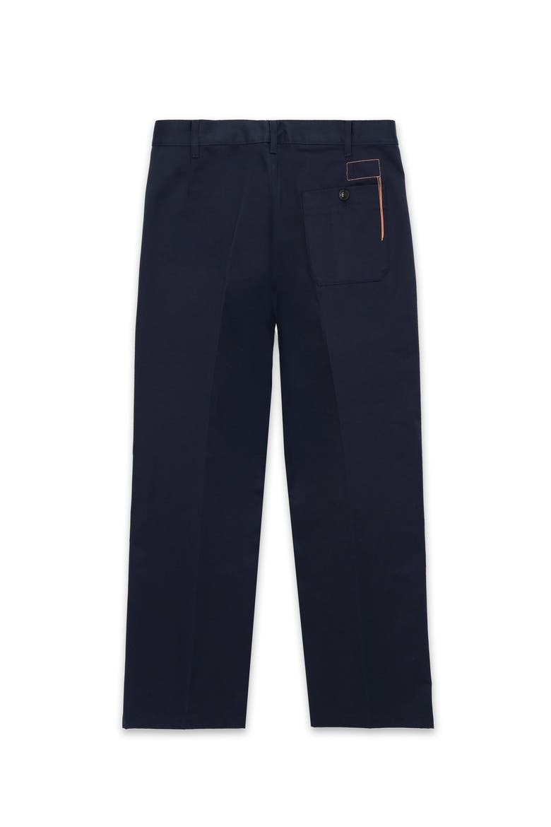 Cotton Gabardine Trousers with Pleats, Alternate, color, Blue