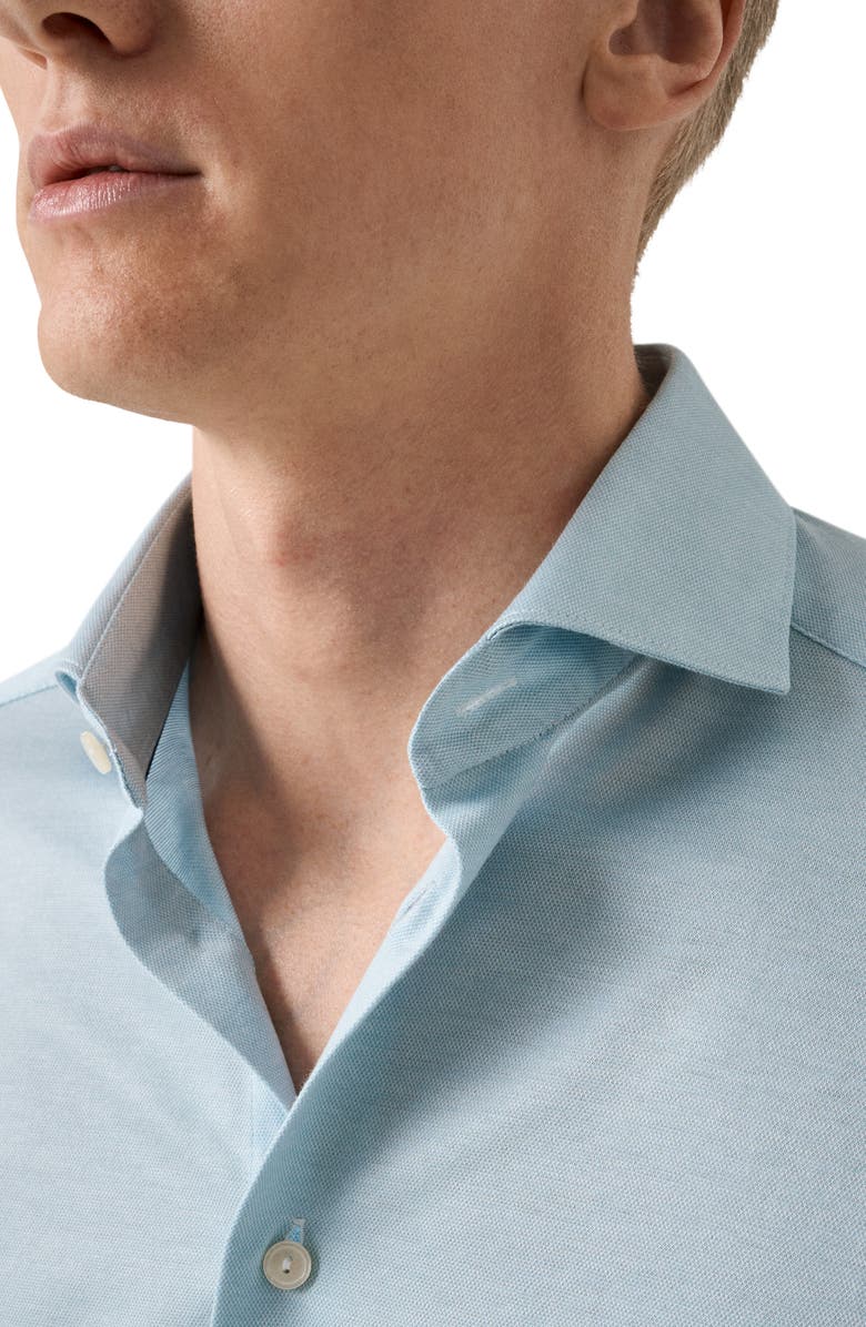 Eton Contemporary Fit Filo di Scozia Jersey Dress Shirt, Alternate, color, Light Green