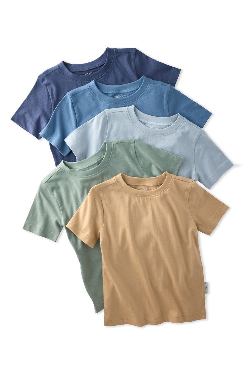 BUTTERBLU Kids' Taylor Short Sleeve Organic Cotton Assorted 5-Pack T-Shirts, Main, color, 