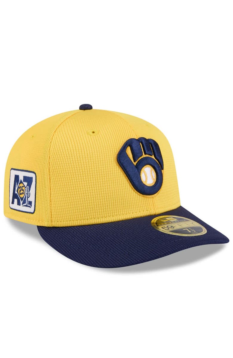 New Era Men's New Era  Gold/Navy Milwaukee Brewers 2025 Spring Training Low Profile 59FIFTY Fitted Hat, Main, color, 