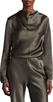 Vince Draped Cowl Neck Long Sleeve Top