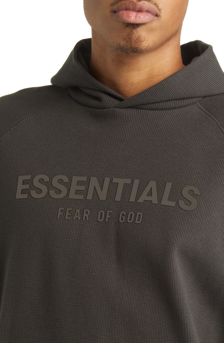 Fear of God Essentials Waffle Knit Raglan Sleeve Hoodie, Alternate, color, 