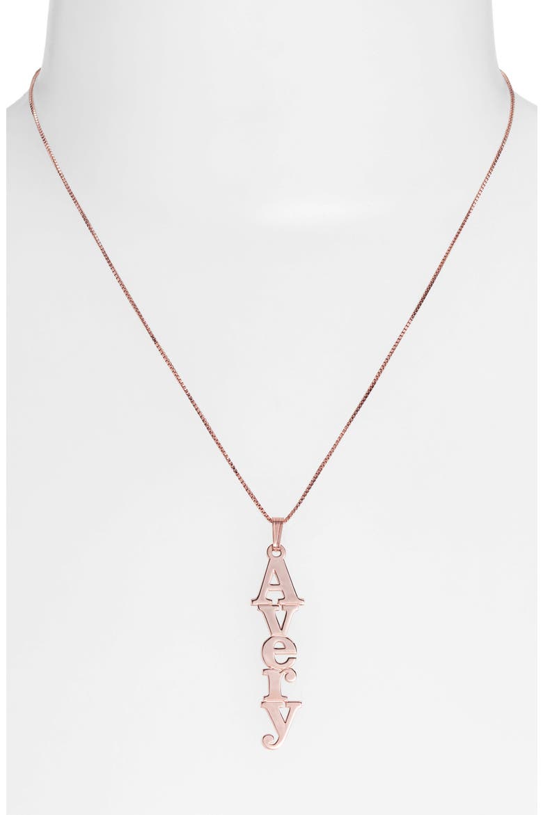 Personalized Nameplate Pendant Necklace, Alternate, color, ROSE GOLD PLATED
